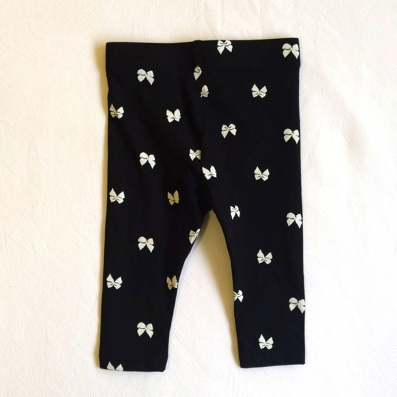 joe fresh black bow print leggings 3-6 months baby girl - Picture 4 of 4